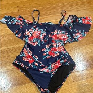 Women’s Navy Floral onesie swimsuit size 8
